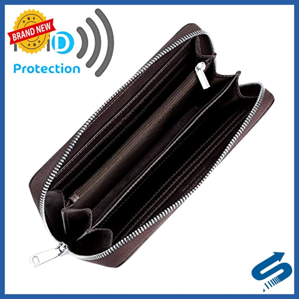 Leather Rfid Blocking Wallet With Detachable Wris… - image 2